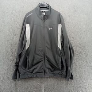 Nike Elite Jacket Mens XL Gray Dri-Fit‎ Warmup Full Zip Training White Trim